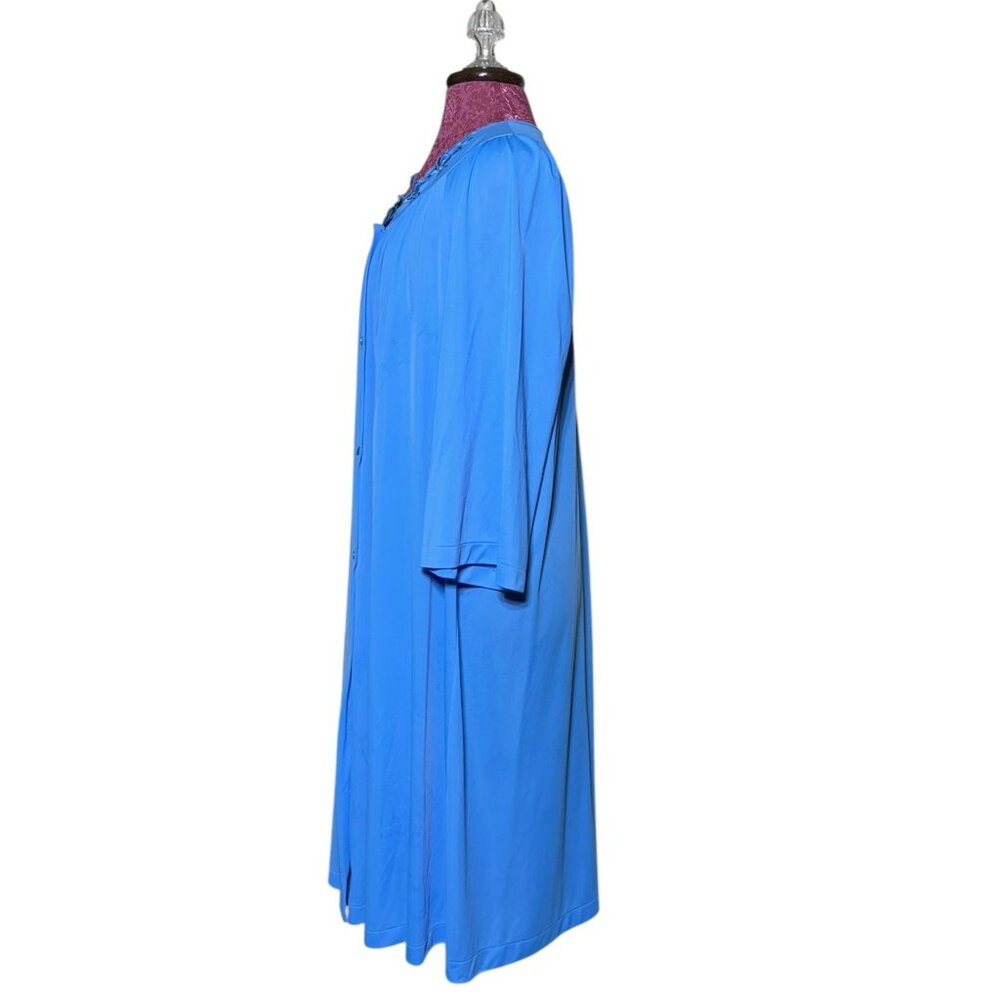 Shadowline Vintage Long Blue Button-Down Robe - Picture 4 of 8
